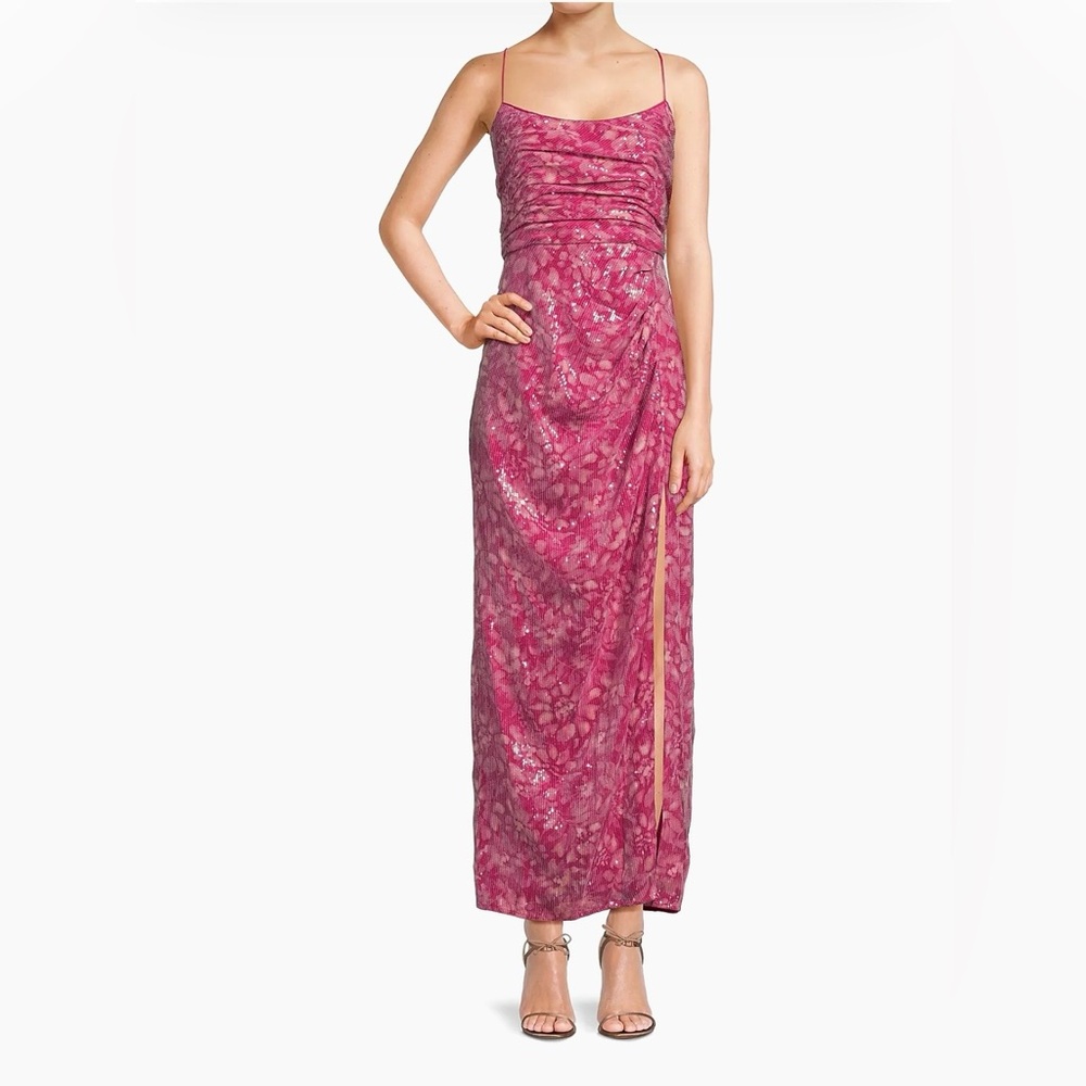 HUTCH- Luxe Floral Sequin Gown Fuchsia Size S
